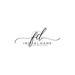 FD Initial handwriting logo with circle hand drawn template vector