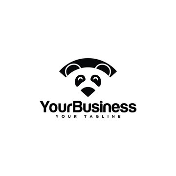 Panda face in wifi icon vector on white background