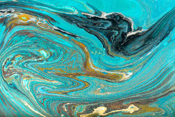 Beautiful unique turquoise acrylic marble background.