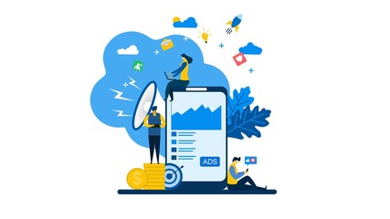 3d, advertisement, advertising, analysis, analytics, analyzing, audience, background, banner, business, campaign, character, concept, content, customer, data, design, development, digital, element, fl