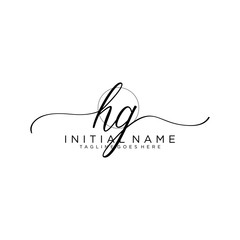 HG Initial handwriting logo with circle hand drawn template vector