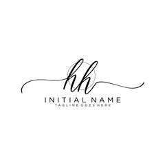 HH Initial handwriting logo with circle hand drawn template vector