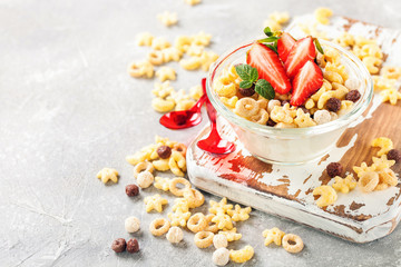 Healthy cold cereal with berry