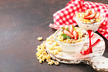 Healthy cold cereal with berry