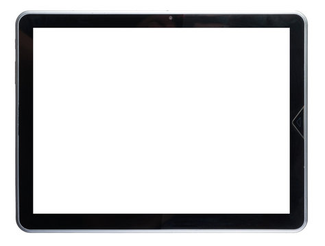 Black tablet white background without screen