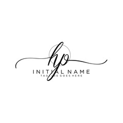 HP Initial handwriting logo with circle hand drawn template vector