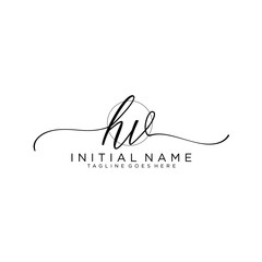 Obraz premium HV Initial handwriting logo with circle hand drawn template vector