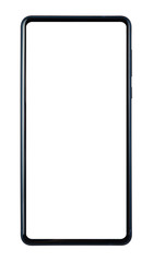 Black smart phone with white screen isolated white background