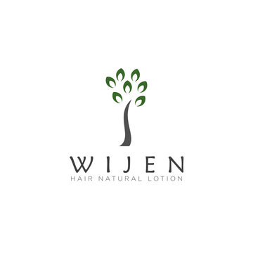 logo wijen, design for hair lotion with tree vector