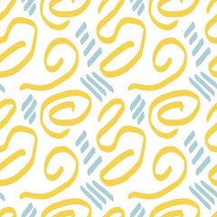 Modern seamless hand drawn geometric memphis patterns. Vector design.