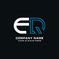 FQ initial logo oval shaped letter. Monogram Logo Design Vector, color logo white blue, white yellow,black background.
