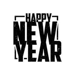 Silhouette design emblem Happy New Year celebration greeting card or background