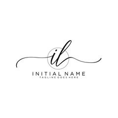 IL Initial handwriting logo with circle hand drawn template vector