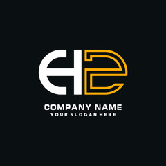 HZ initial logo oval shaped letter. Monogram Logo Design Vector, color logo white blue, white yellow,black background.