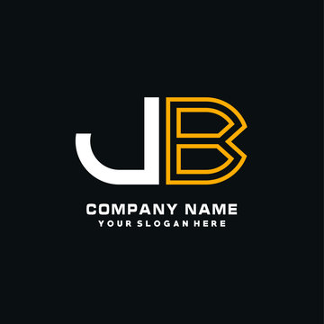 JB initial logo oval shaped letter. Monogram Logo Design Vector, color logo white blue, white yellow,black background.