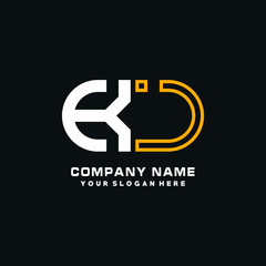 KJ initial logo oval shaped letter. Monogram Logo Design Vector, color logo white blue, white yellow,black background.