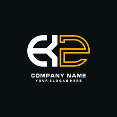 Fototapeta na wymiar MZ initial logo oval shaped letter. Monogram Logo Design Vector, color logo white blue, white yellow,black background.