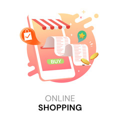 Online shopping on mobile application technology, Virtual electronic, Digital marketing concept