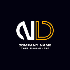 Fototapeta na wymiar NV initial logo oval shaped letter. Monogram Logo Design Vector, color logo white blue, white yellow,black background.