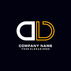 O initial logo oval shaped letter. Monogram Logo Design Vector, color logo white blue, white yellow,black background.