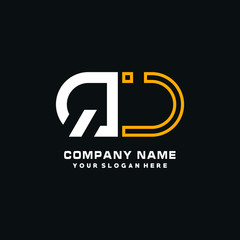 QJ initial logo oval shaped letter. Monogram Logo Design Vector, color logo white blue, white yellow,black background.