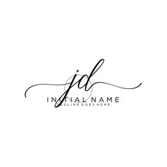 JD Initial handwriting logo with circle hand drawn template vector