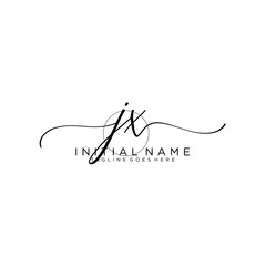 JX Initial handwriting logo with circle hand drawn template vector