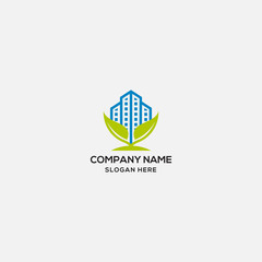 leaf construction logo design template - vector
