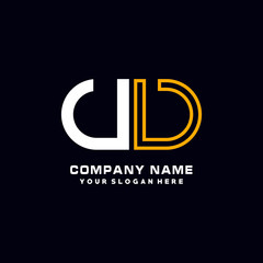 UV initial logo oval shaped letter. Monogram Logo Design Vector, color logo white blue, white yellow,black background.