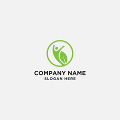 human leaf logo design template - vector