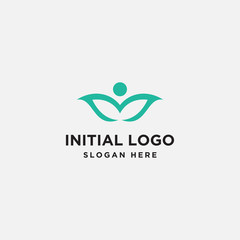 human leaf logo design template - vector
