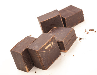bitter chocolate on white background