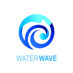 Obraz premium Wave logo with circle design illustration, Wave logo , blue icon 
