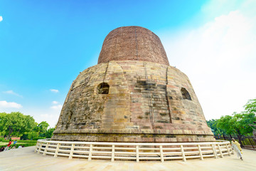 Buddhist stupa in Sarnath, India. December 2015
