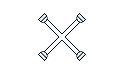 Cross wrench icon for tire change and maintenance