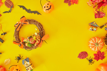 Collection of Halloween party objects forming a frame