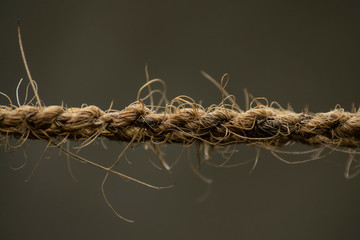 a macro shot of a rope made with the bark of coconut tree