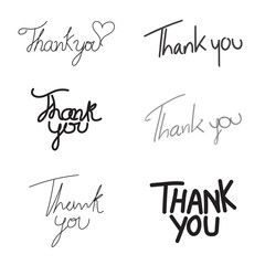Thank you text, font handmade, vector illustration.Text writing