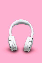 Earphone isolated on pink background