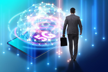 Businessman in 5g high internet speed concept