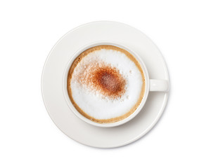 coffee cup top view  isolated on white background. with clipping path.