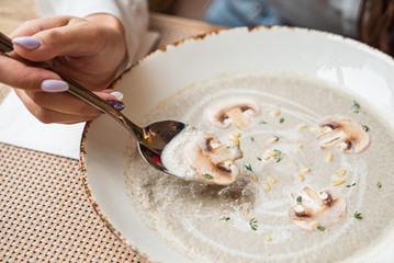 cream soup with mushrooms and potato