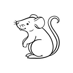 Vector mouse animal outline illustration for Christmas and new year design, symbol of 2020 in Chinese calendar. Cute rat on white background. For party invitation, holiday icon, greeting card