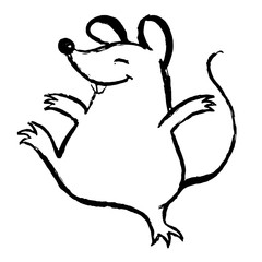 Vector mouse animal hand drawn illustration for Christmas and new year design, symbol of 2020 in Chinese calendar. Cute dancing happy rat. For party invitation, holiday icon, greeting card, mouse logo