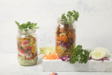 Salads in a glass jar