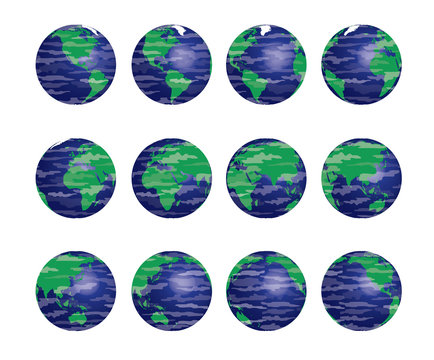 World Globe Cloud Animation Frame Spinning Vector-01
