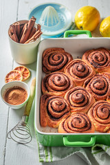 Sweet cinnamon rolls as swedish classic dessert