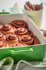 Tasty cinnamon buns as Christmas a snack