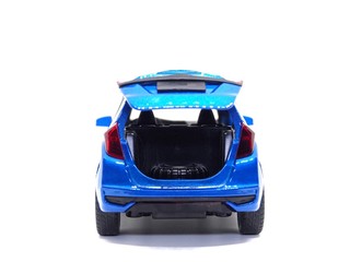 Blue car model on white background