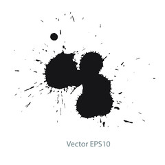 black ink blot on white background